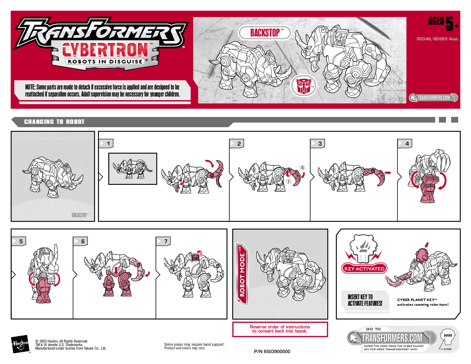 HASBRO Transformers Cybertron Backstop User Manual