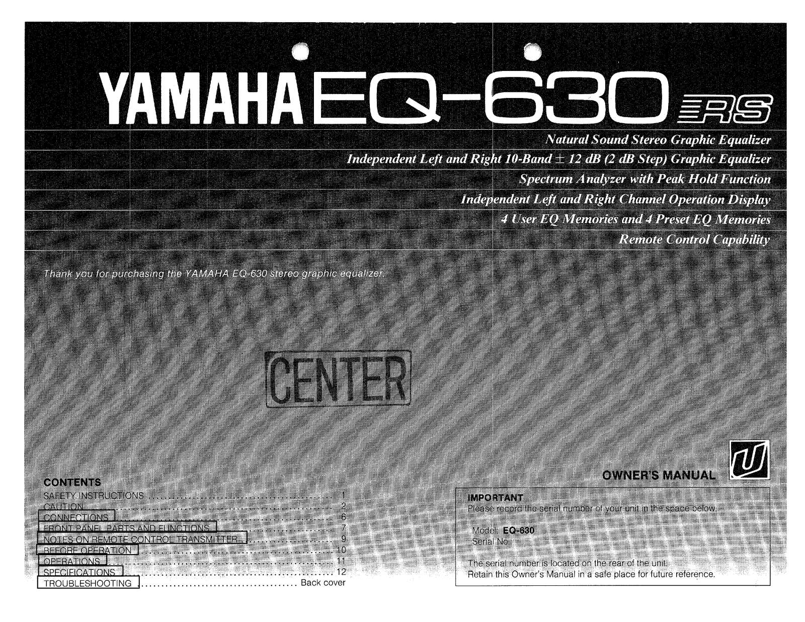 Yamaha EQ-630 Owners manual