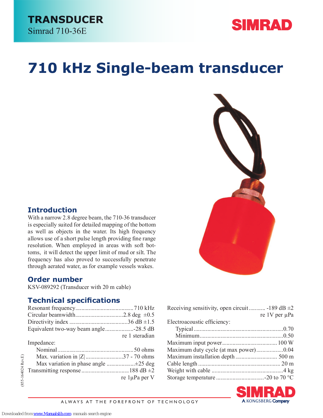Simrad 710-36E - DATASHEET REV E, KSV-089292 Datasheet - ManualMachine.com
