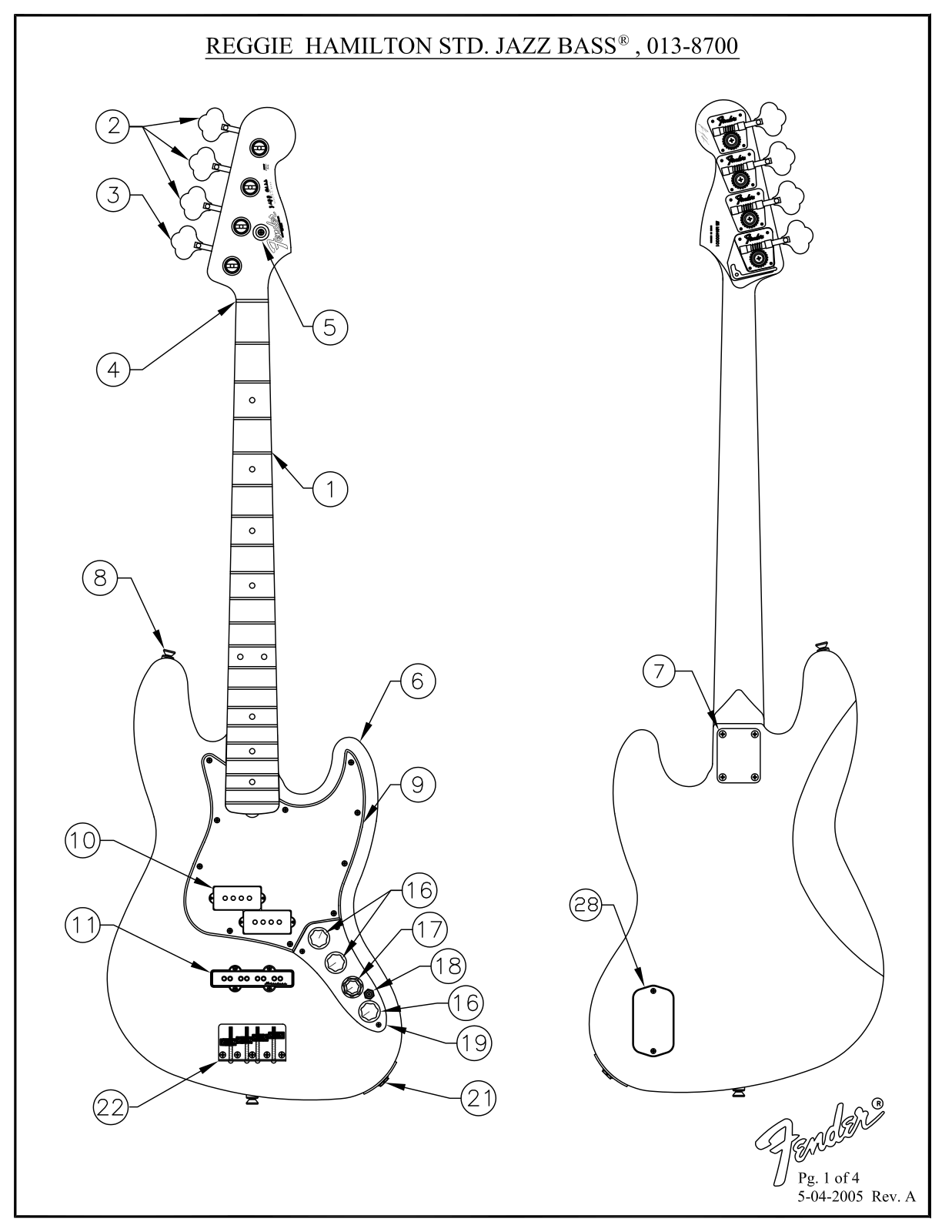 Fender Reggie-Hamilton-Std-Jazz-Bass Service Manual