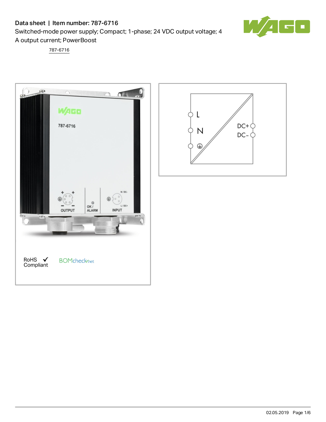 Wago 787-6716 Data Sheet