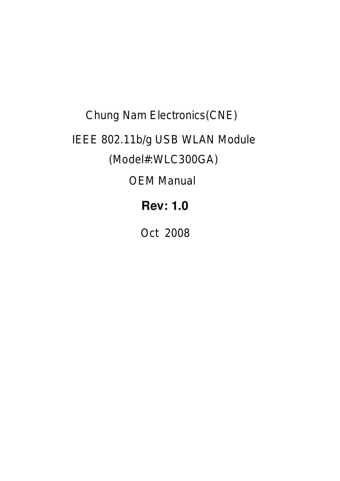 Chung Nam Electronics WLC300GA User Manual