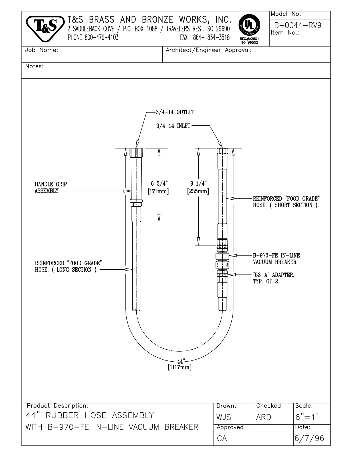 T&S Brass B-0044-RV9 User Manual