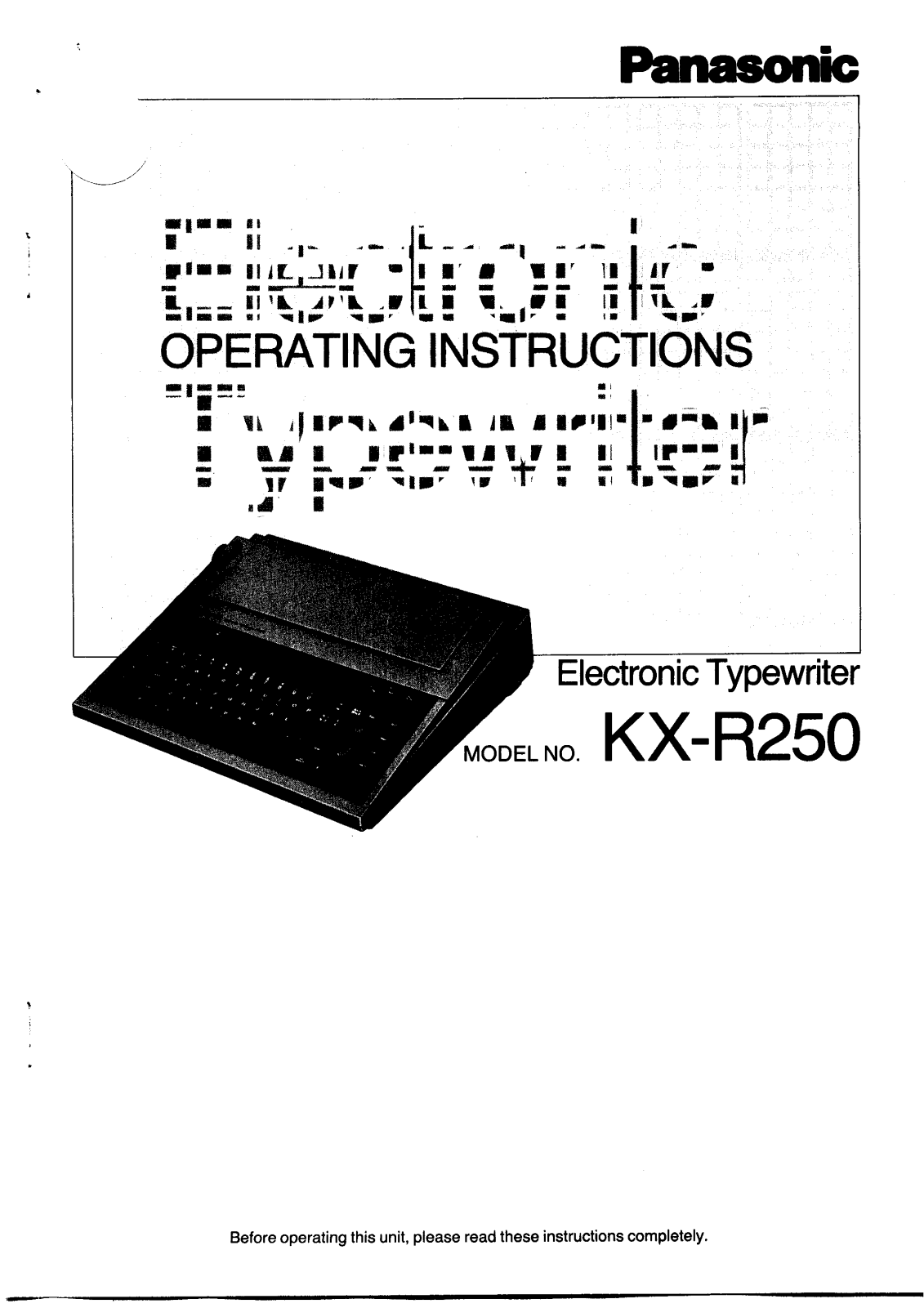 Panasonic kx-r250 Operation Manual