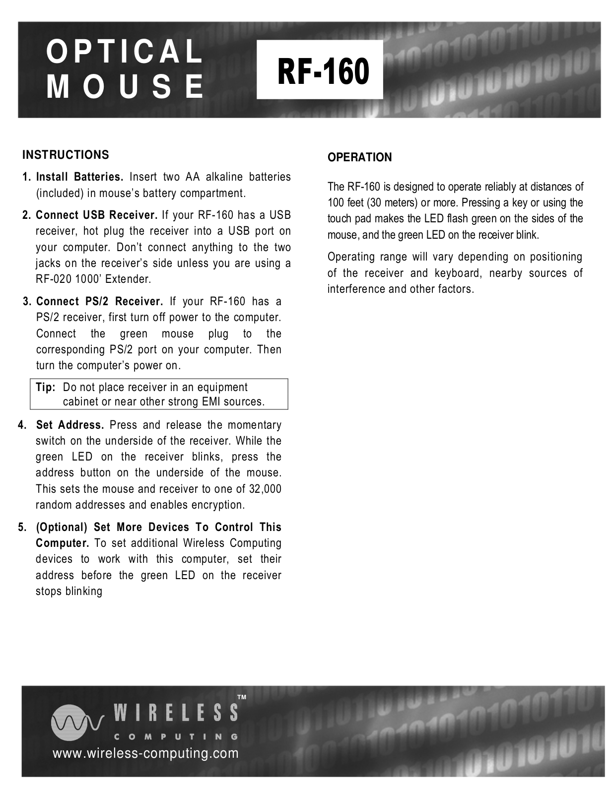 Wireless Computing R160 Users Manual