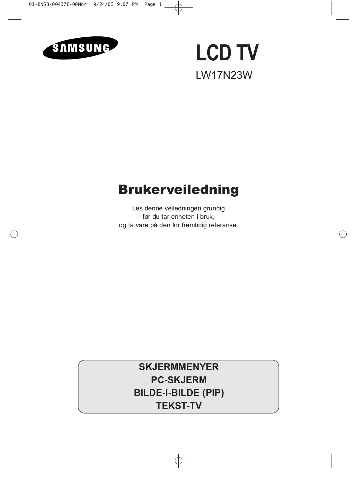 Samsung LW17N23W User Manual