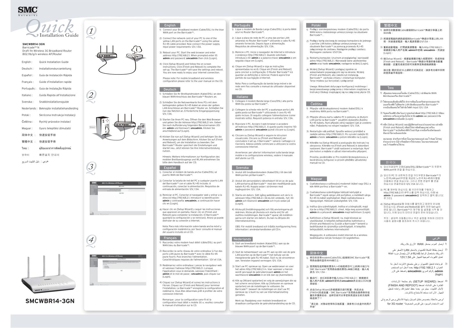 Smc WBR14-3GN Quick installation guide