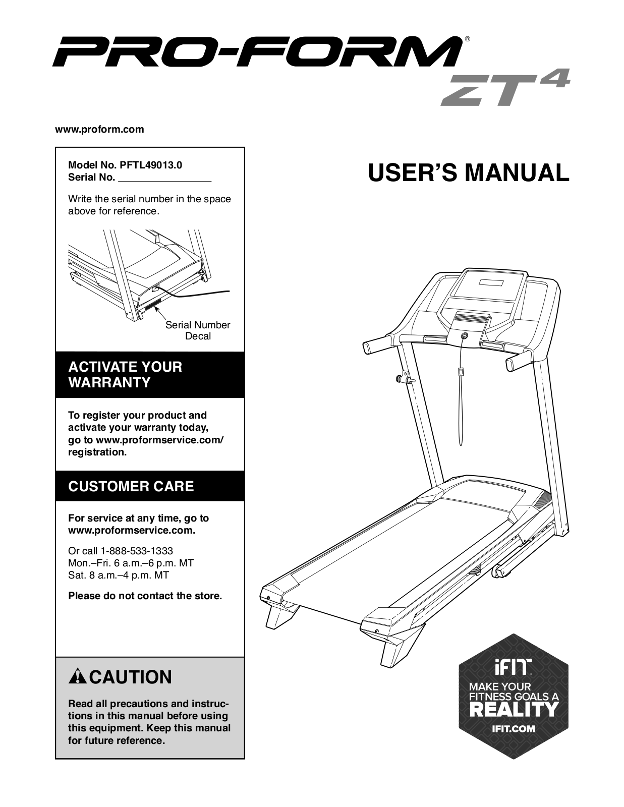 ProForm PFTL490130, ZT 4 Owner's Manual