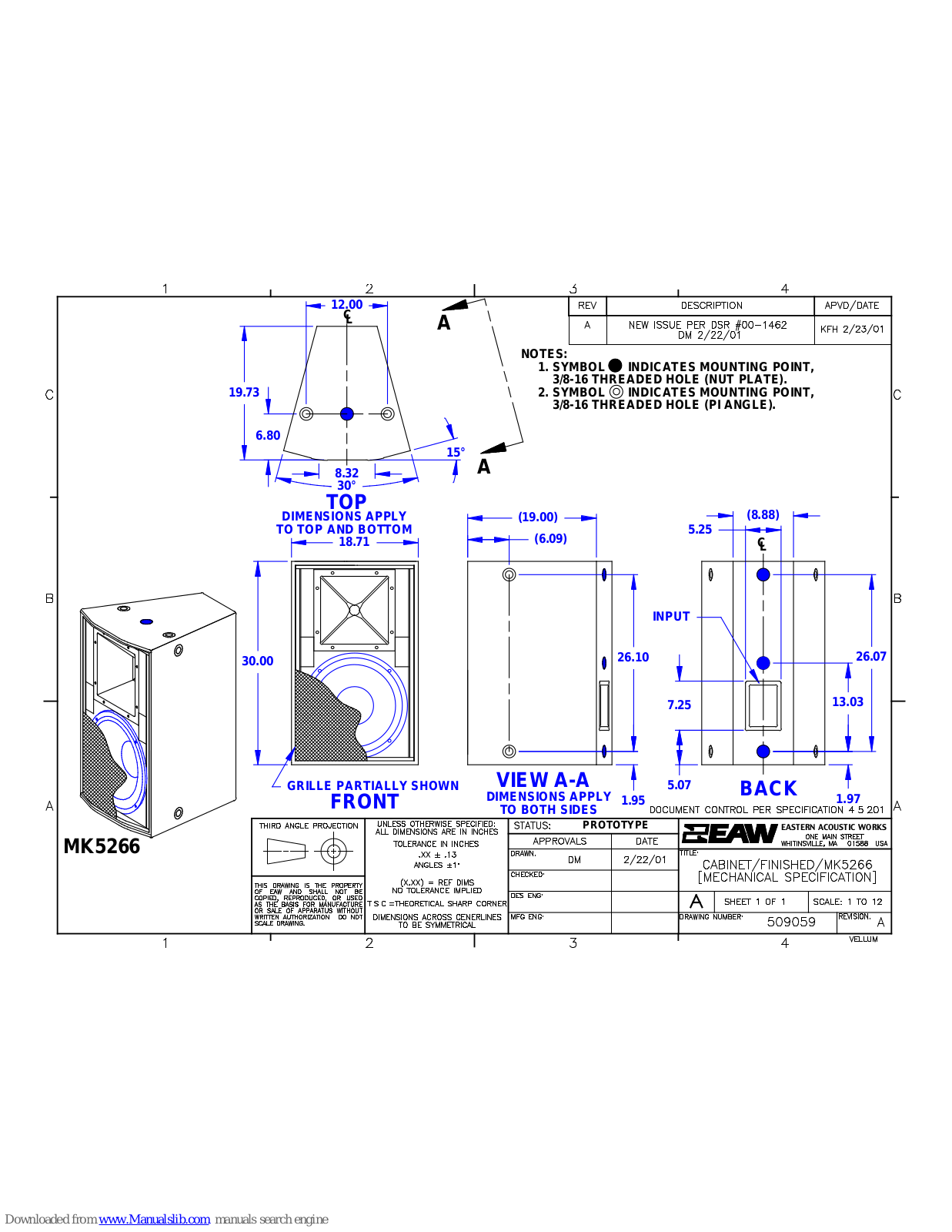 EAW MK5266 Dimensions