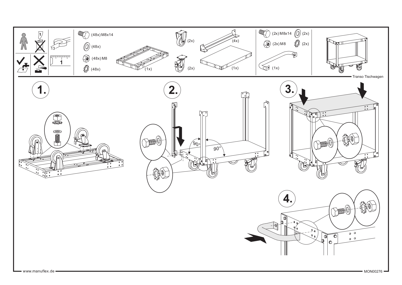 Manuflex Transo Tischwagen Assembly manual