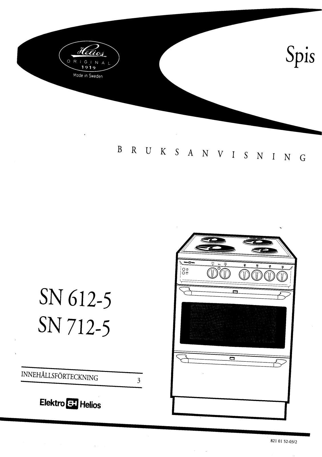 Elektro helios SN712-5, SN612-5 User Manual