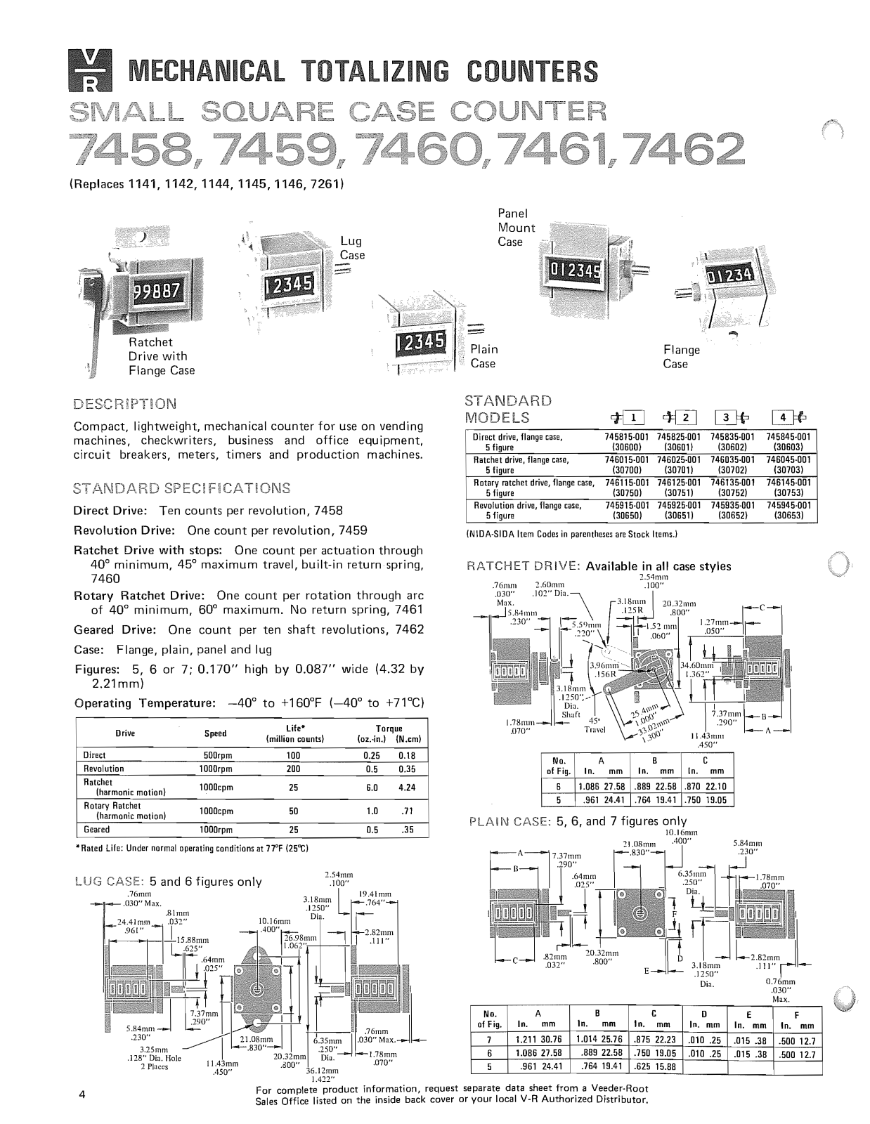 Veeder Root 7458, 7459, 7460, 7461, 7462 Catalog Page