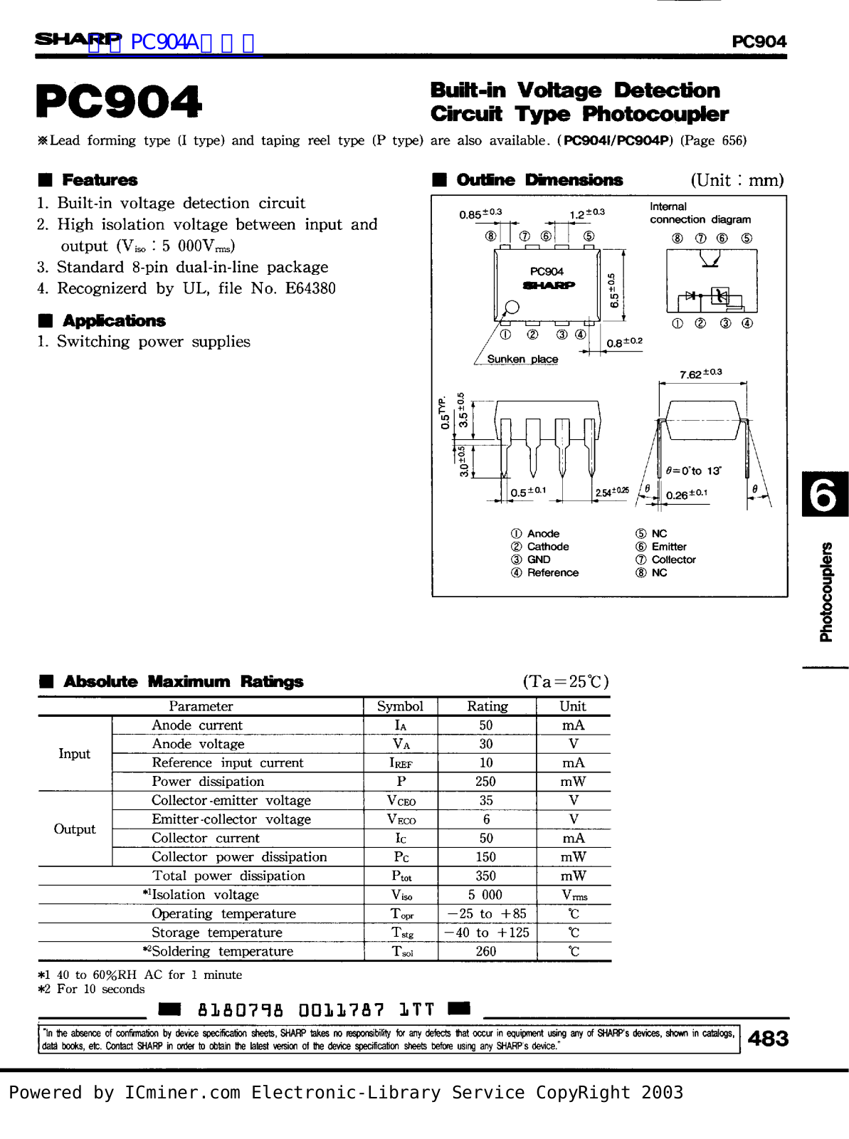 SHARP PC904 User Manual