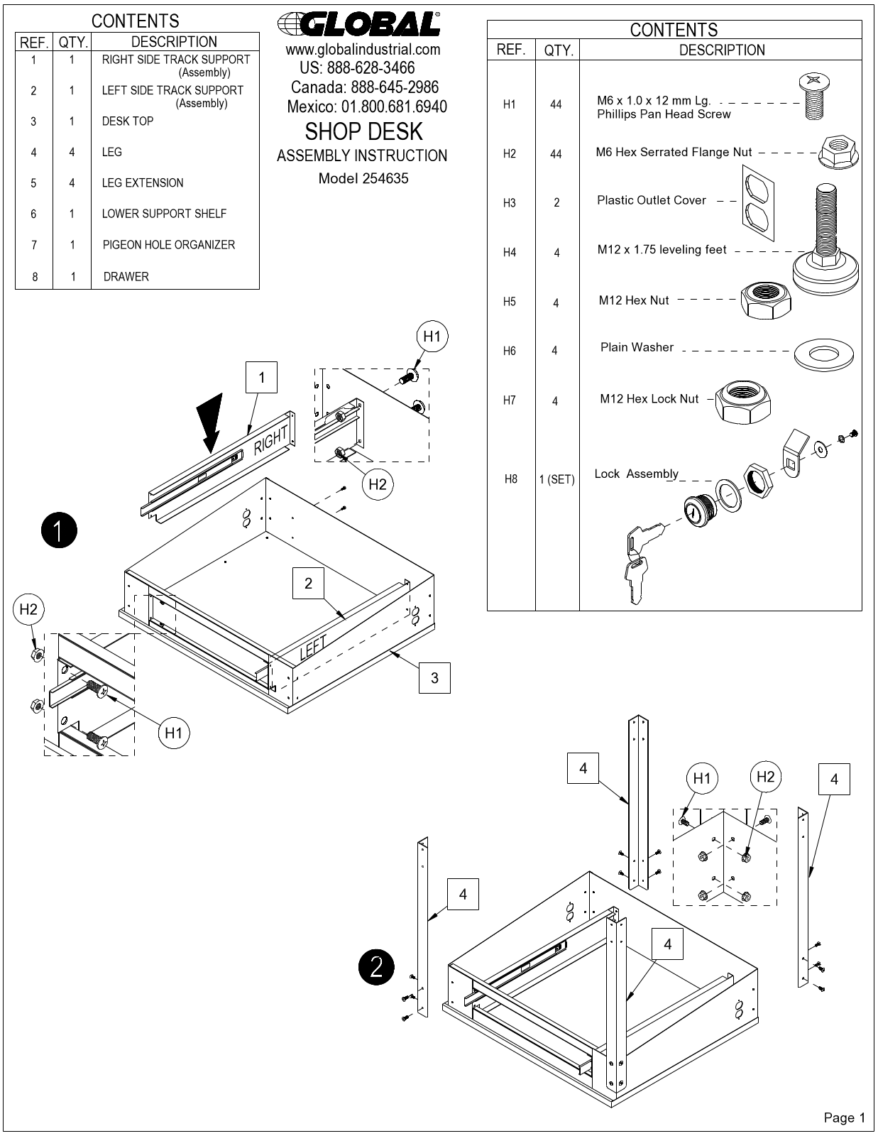 Global Industrial 254635 User Manual