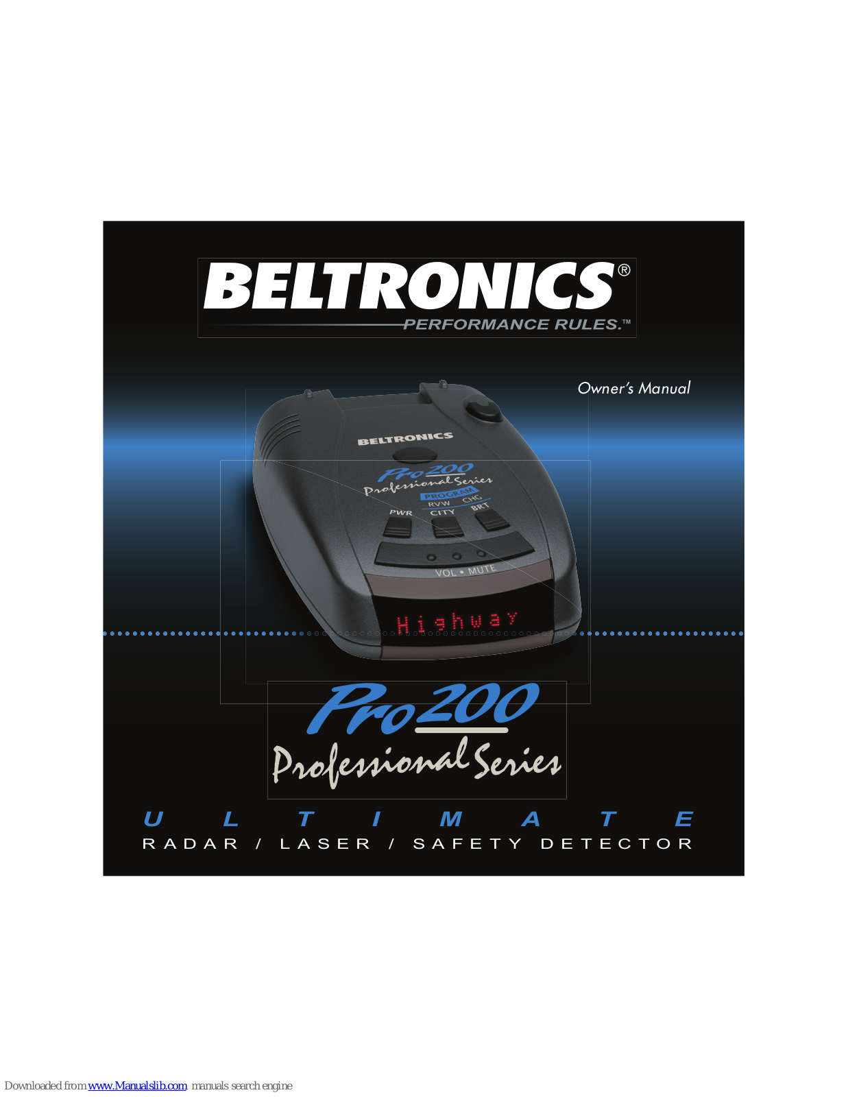 Beltronics Pro200 Professional Owner's Manual