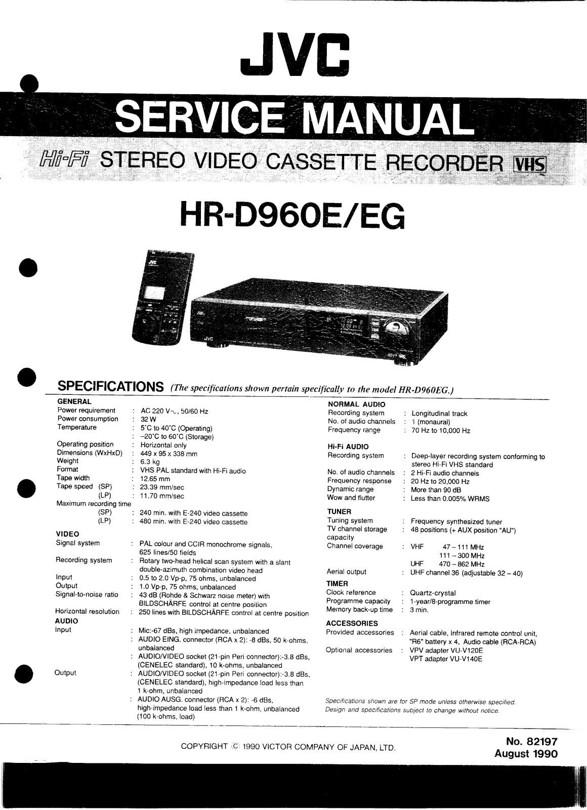 JVC HR-D960E, HR- D960EG Service Manual