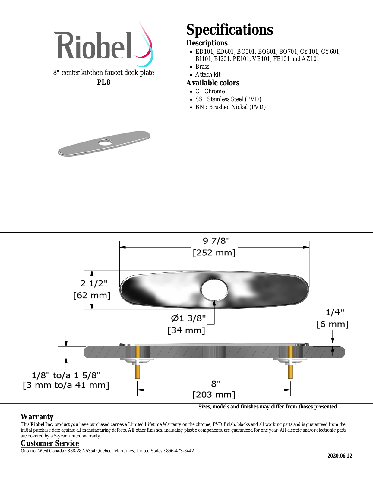 Riobel PL8SS Specifications - ManualMachine.com
