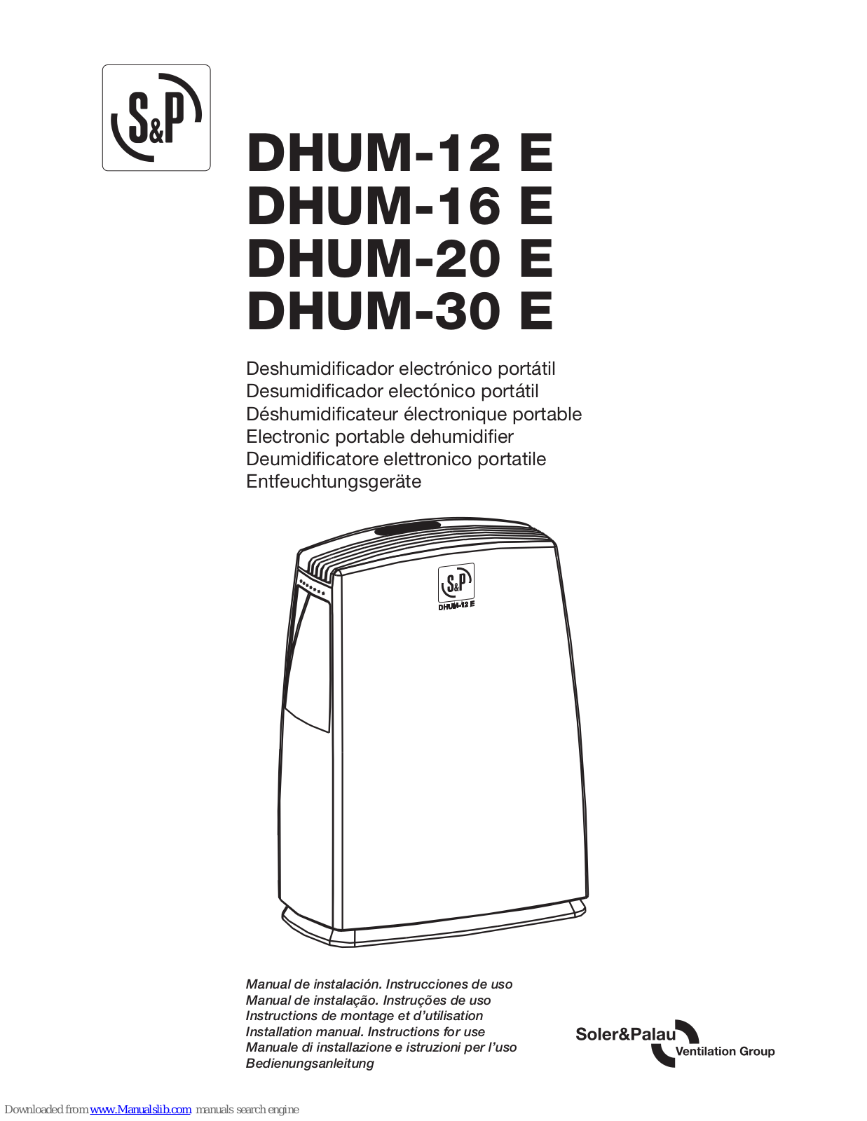 S&P DHUM-12 E, DHUM-20 E, DHUM-16 E, DHUM-30 E Installation Manual