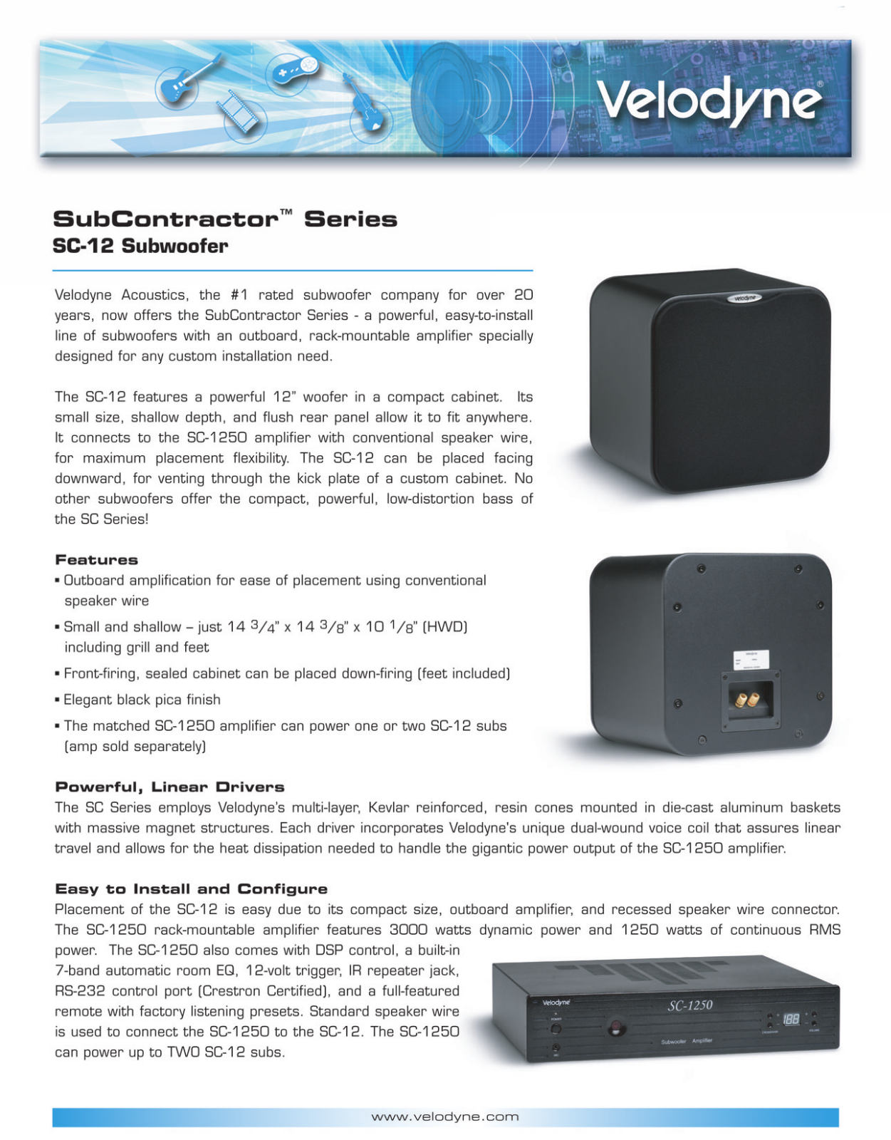 Velodyne Acoustics SC-12 Brochure