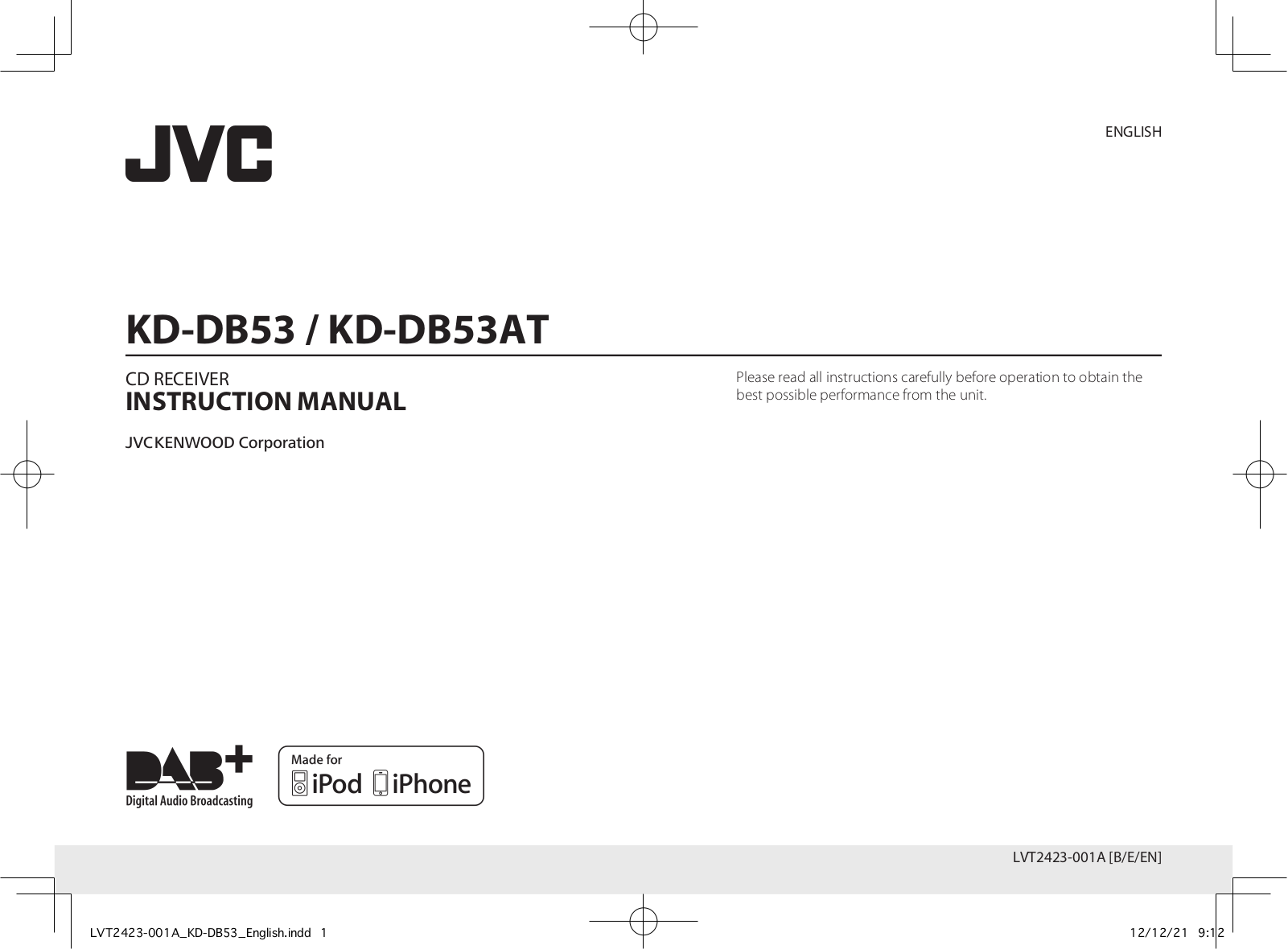 JVC KD-DB53, KD-DB53AT Instruction Manual