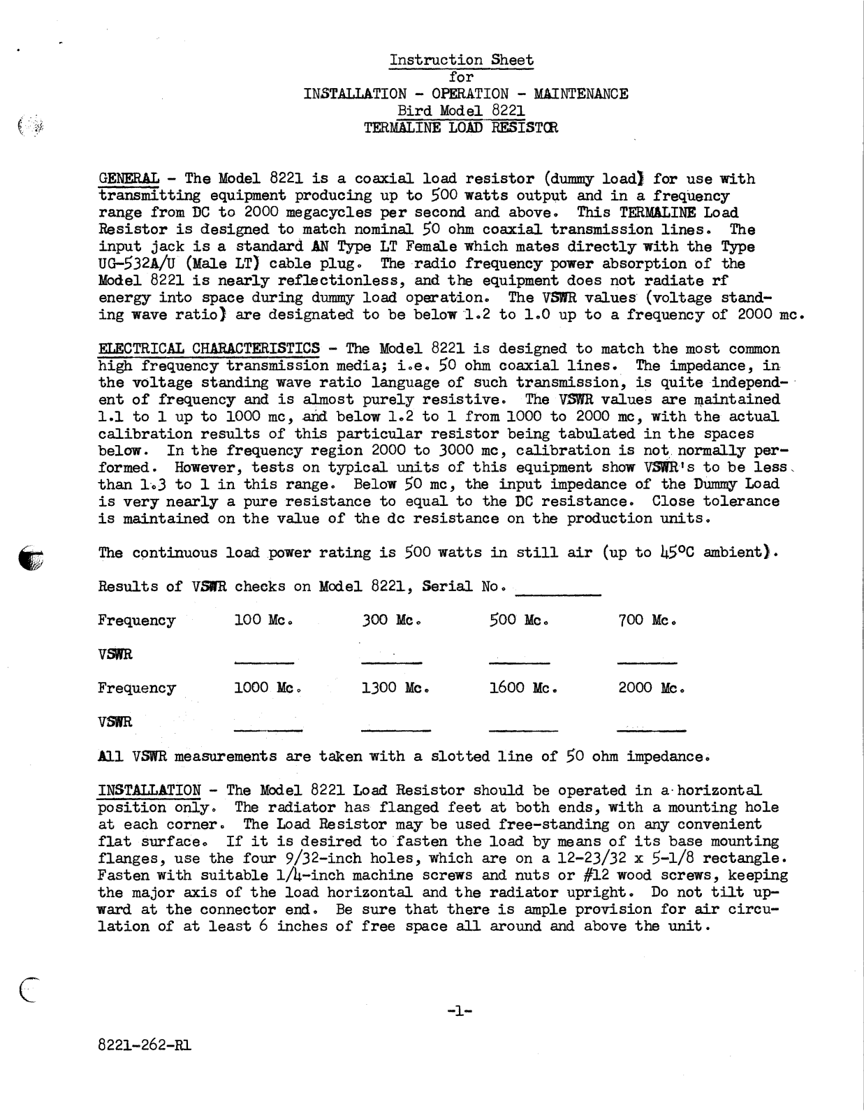 Bird 8221 User Manual