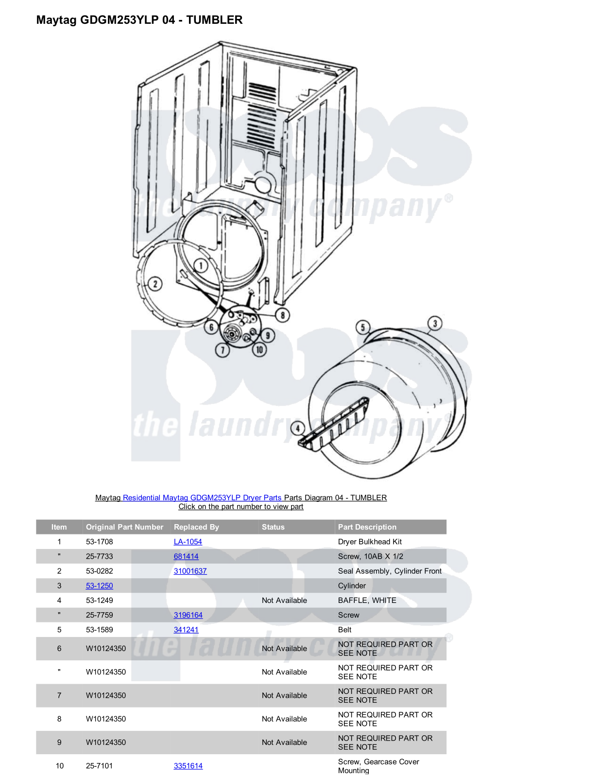 Maytag GDGM253YLP Parts Diagram