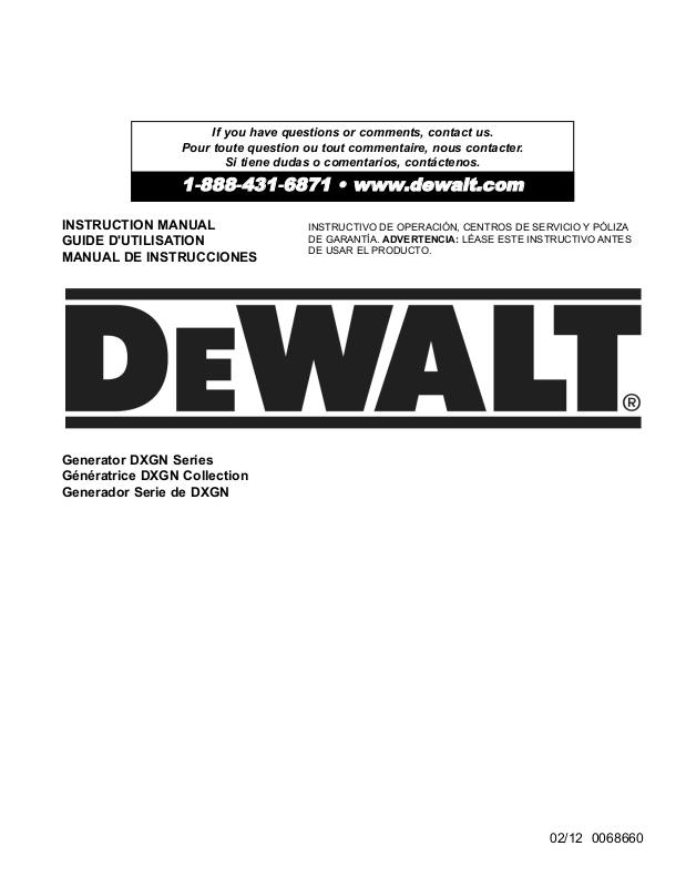 Dewalt DXGN14000, DXGN4500, DXGN7200, DXGN6000 User Manual