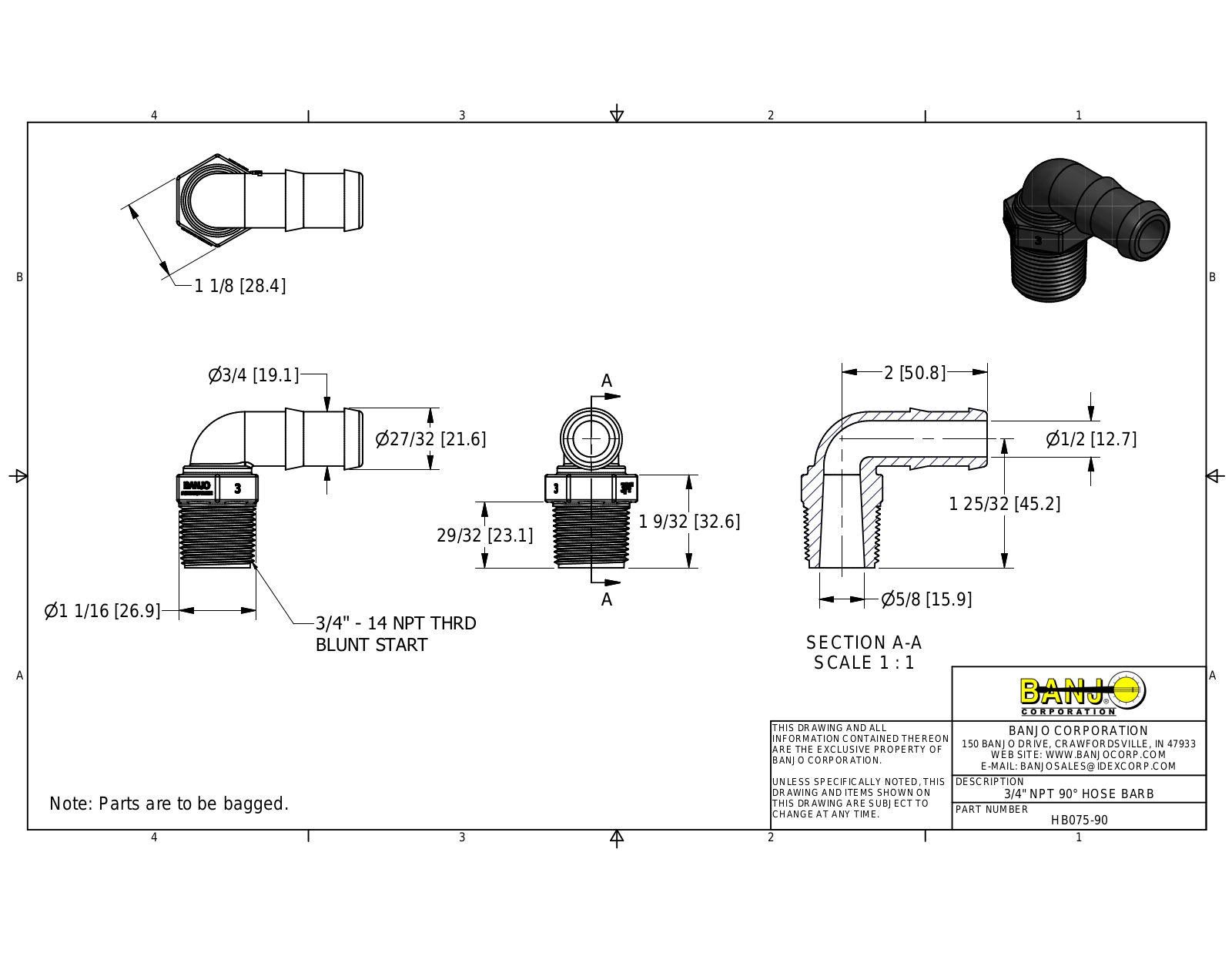 Banjo HB075-90 Drawing - ManualMachine.com