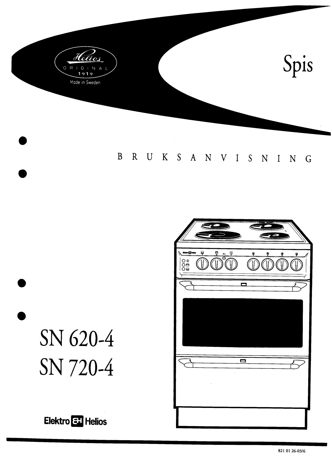 Elektro helios SN620-4, SN720-4 User Manual