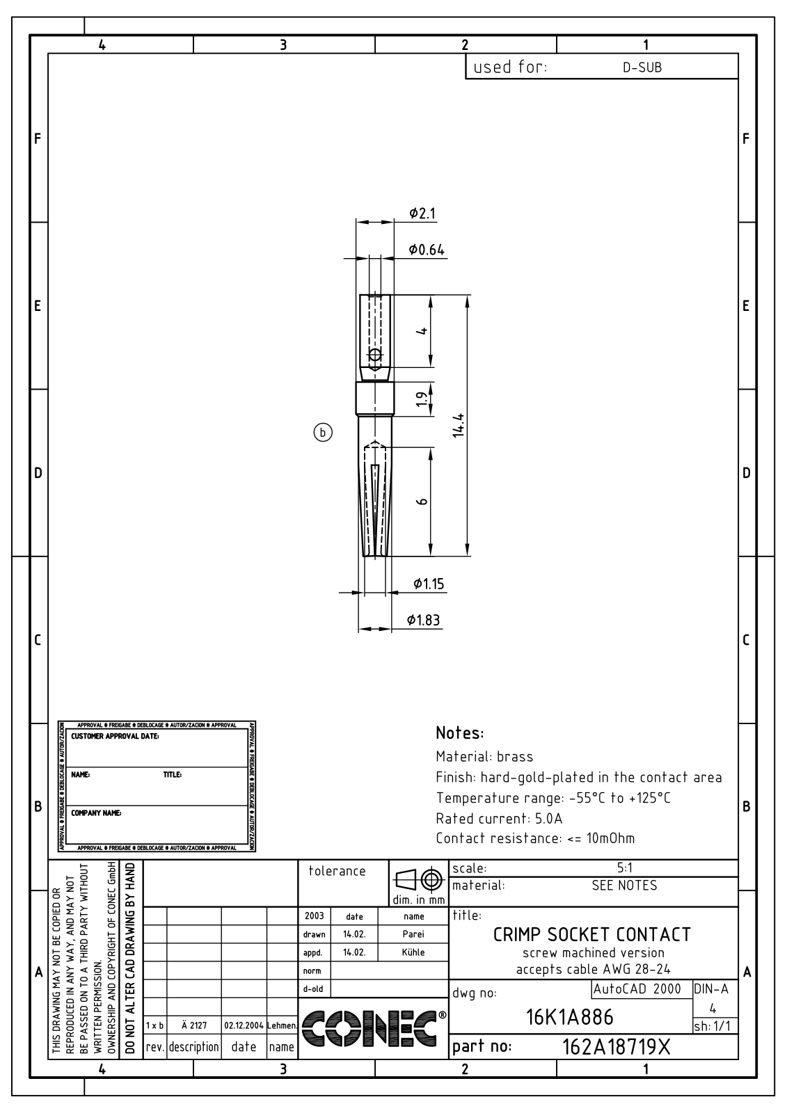 CONEC AWG 28-24 BU Datasheet - ManualMachine.com