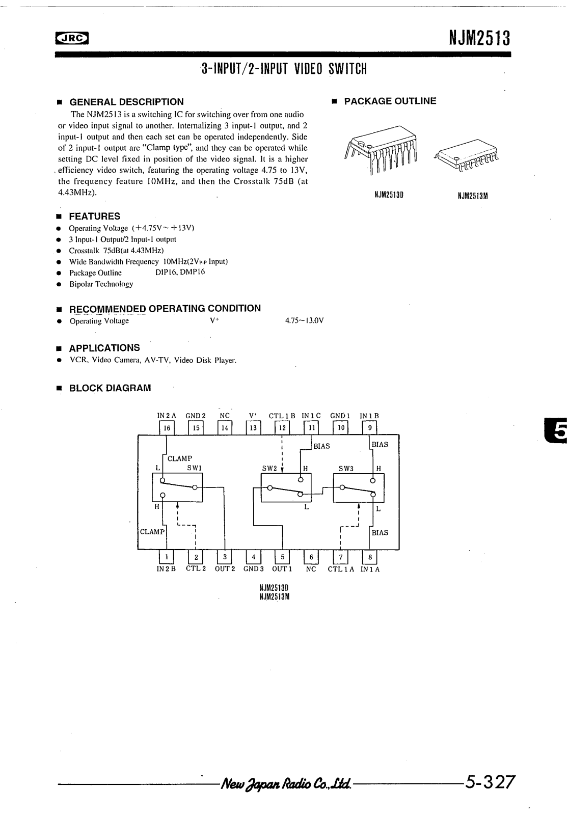 JRC NJM2513M, NJM2513D Datasheet