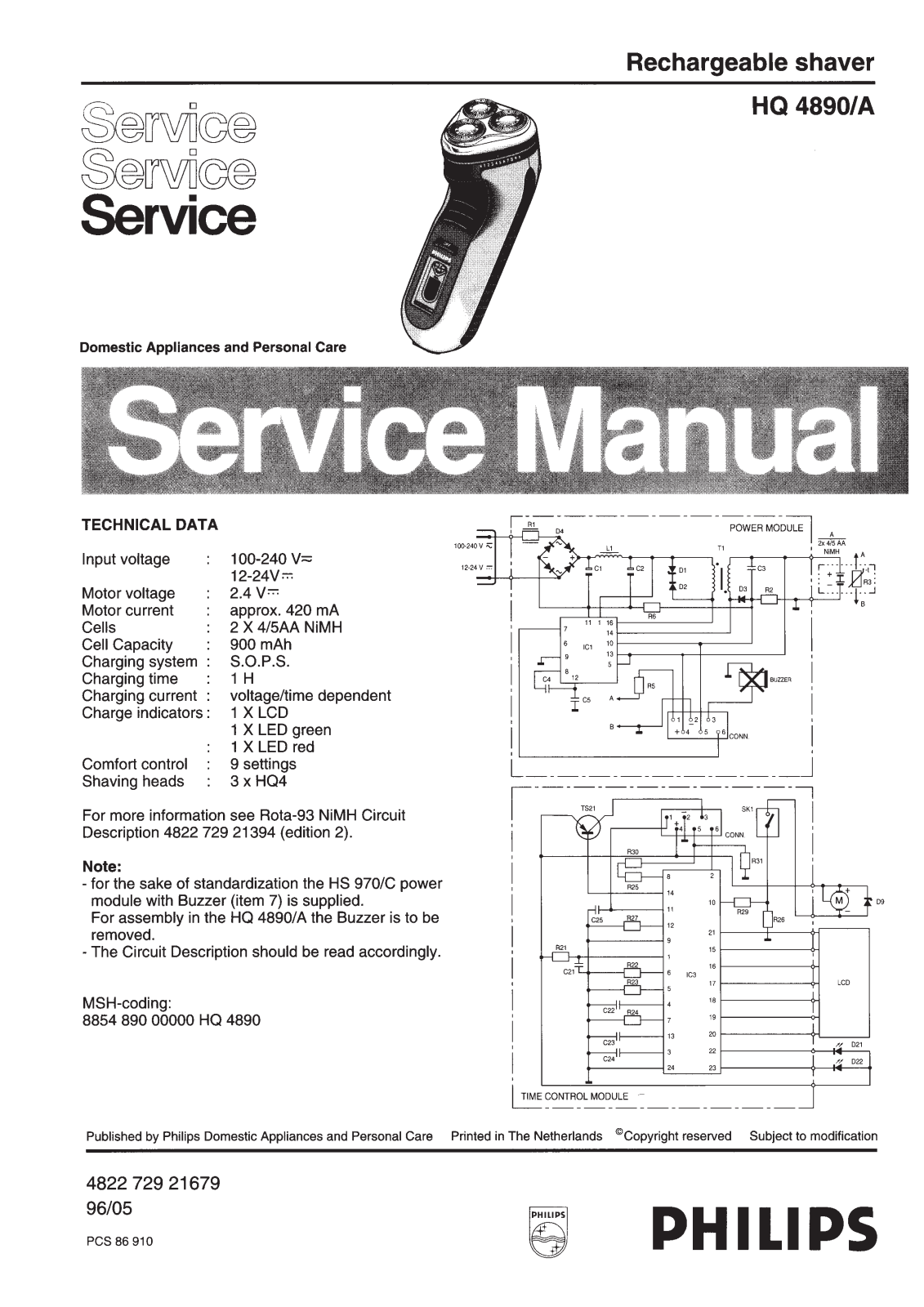 Philips HQ4890A Service Manual