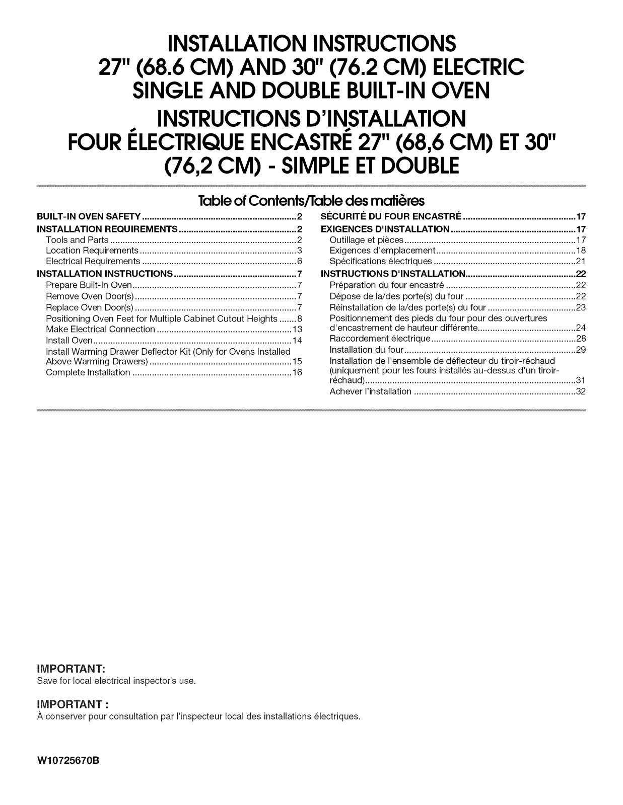 KitchenAid KODE500EBS00, KODE307ESS01, KODE507EBL00, KODE507EBS02, KOSE507ESS02 Installation Guide - ManualMachine.com