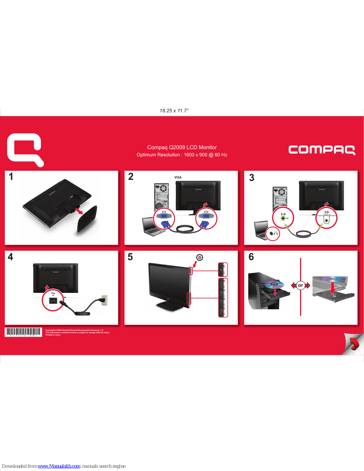 Compaq Q2009 - Compaq - Widescreen LCD Monitor, Q200 Setup Poster