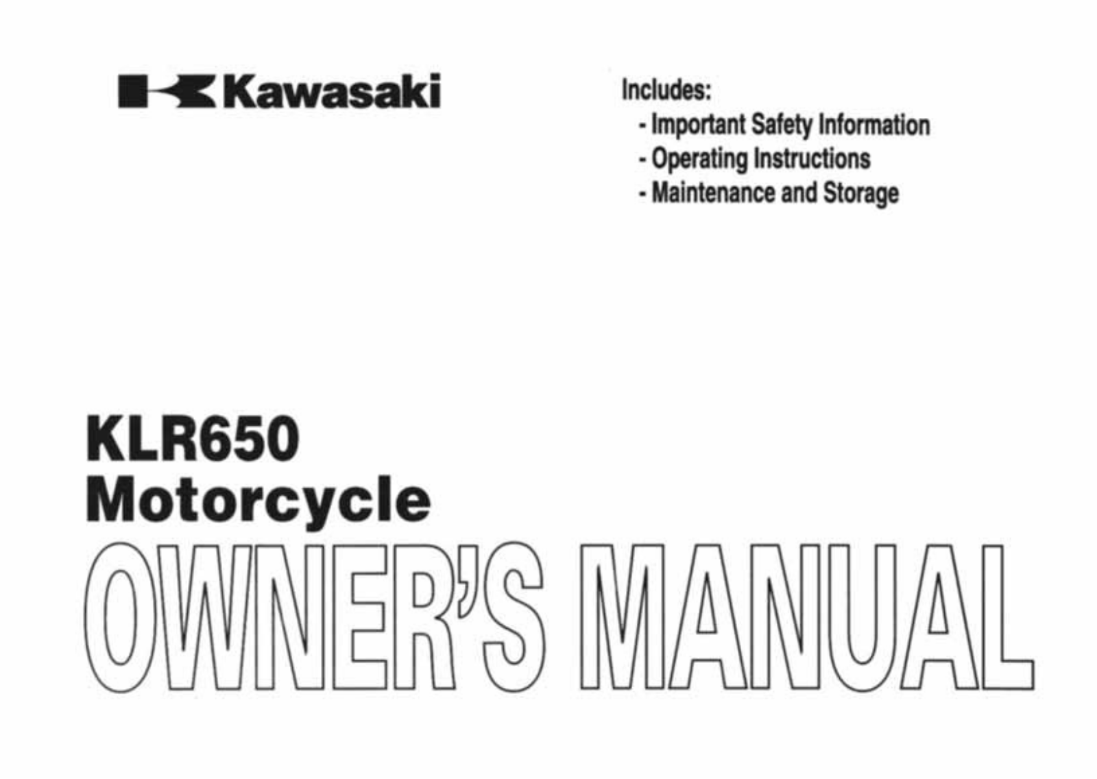 Kawasaki KLR650 User Manual