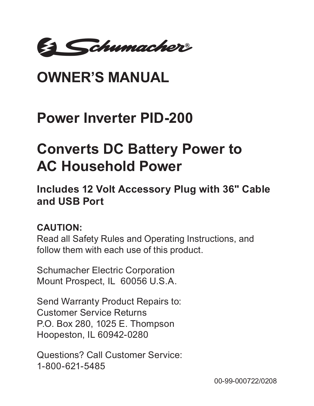 Schumacher PID-200 User Manual 2