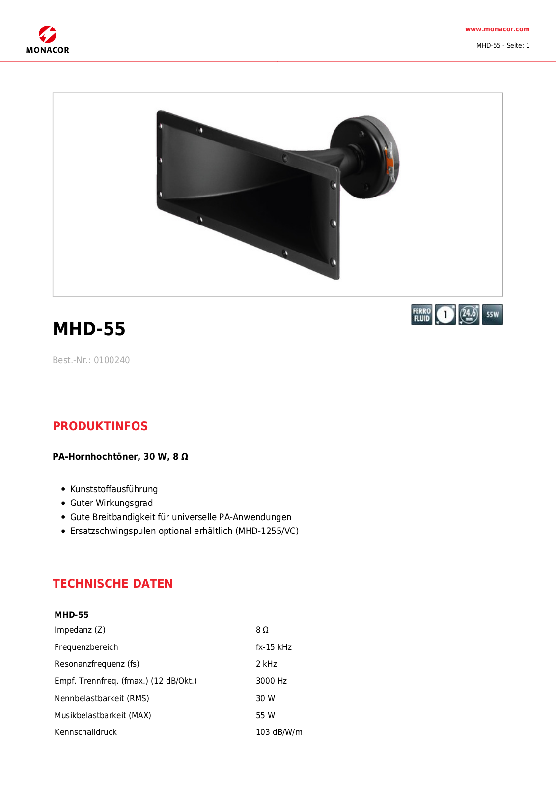 MONACOR MHD-55 Datasheet - ManualMachine.com