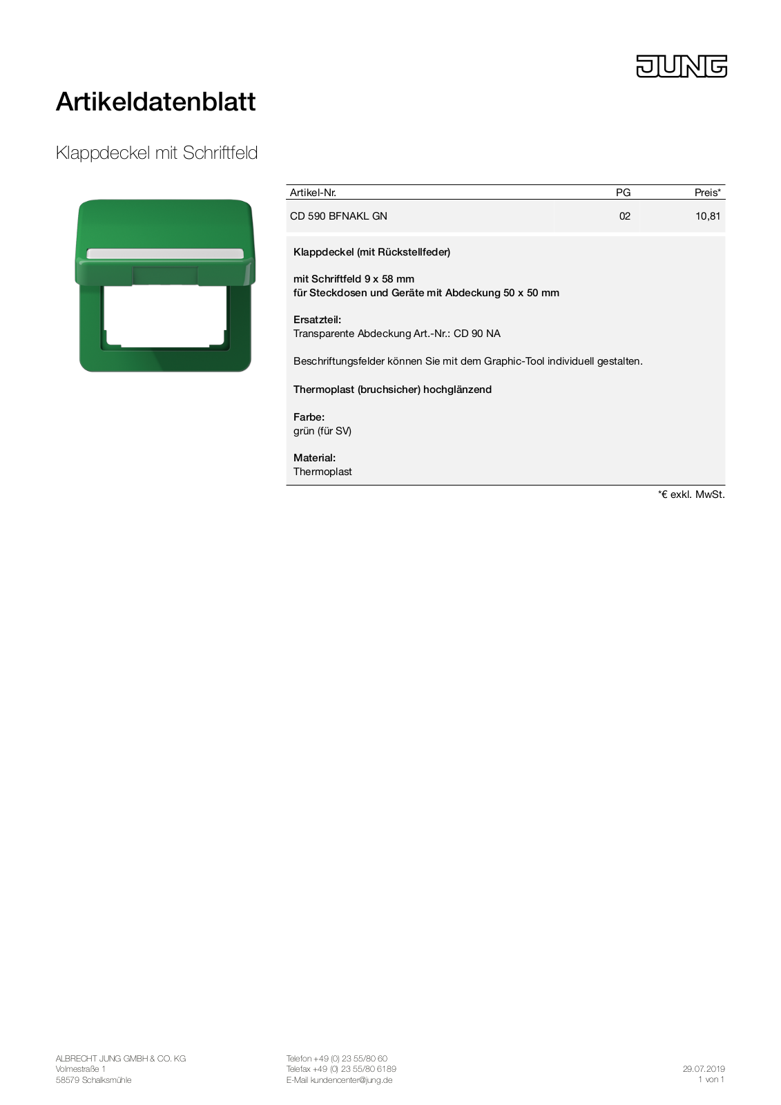 Jung CD 590 BFNAKL GN User Manual