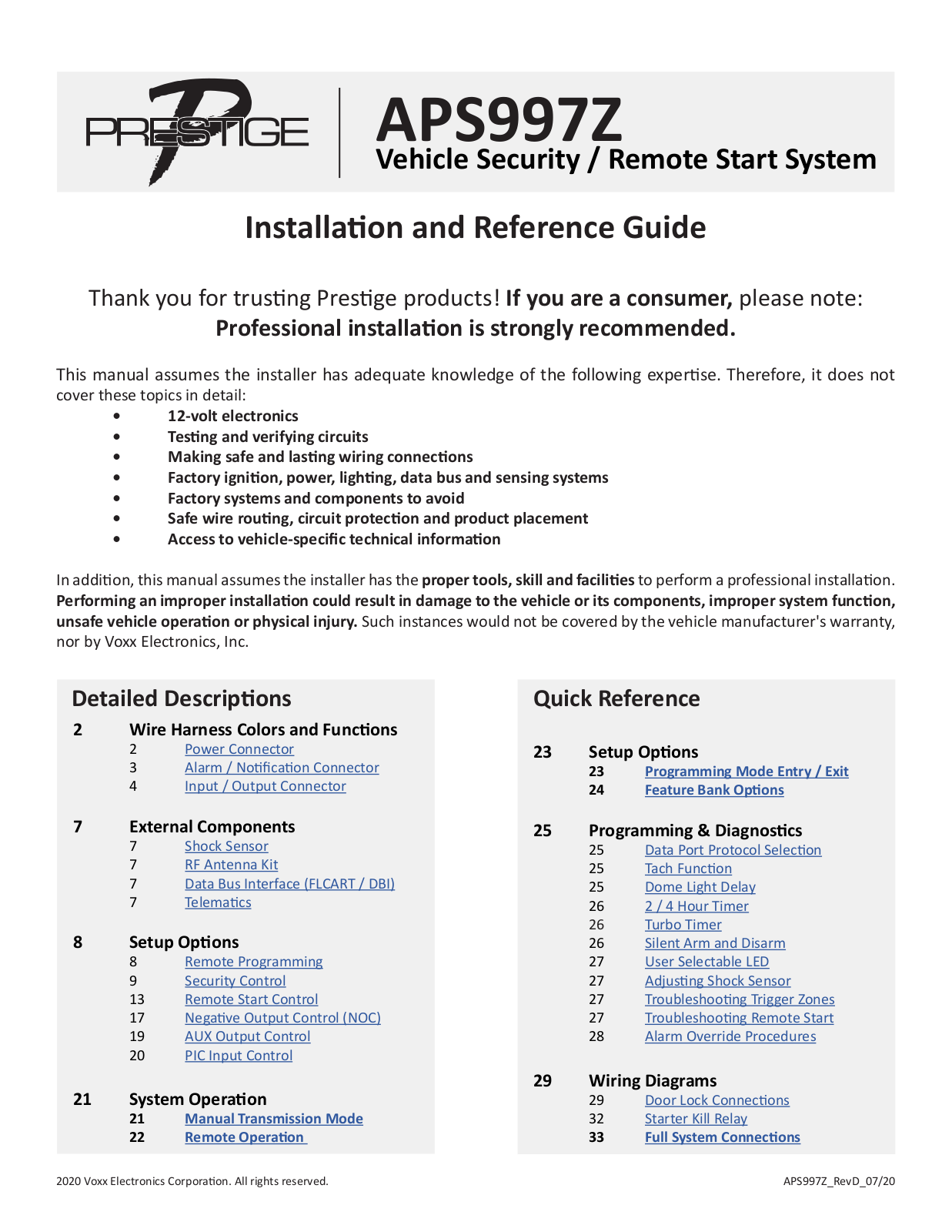 Prestige APS997Z Installation Manual