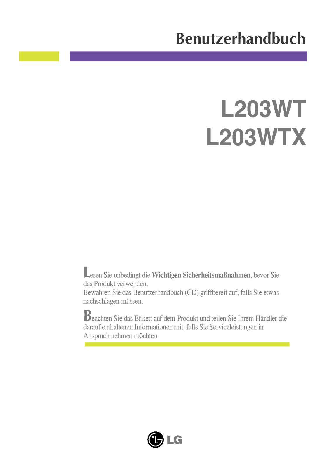 Lg L203WT, L203WTX User Manual