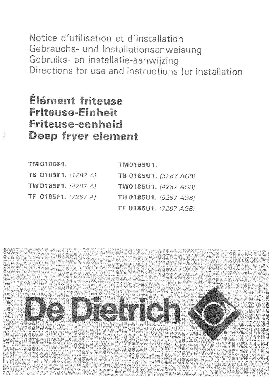 De dietrich TB0185U1, TS0185F1, TM0185U1, TF0185U1, TM0185F1 User Manual