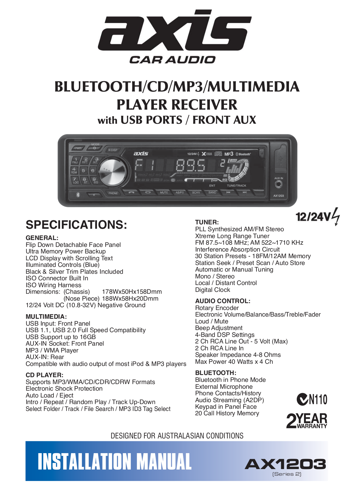 Axis AX1203BT Instruction Manual