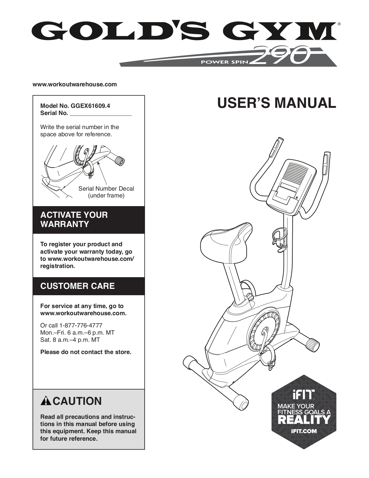 Gold's Gym GGEX616094 Owner's Manual