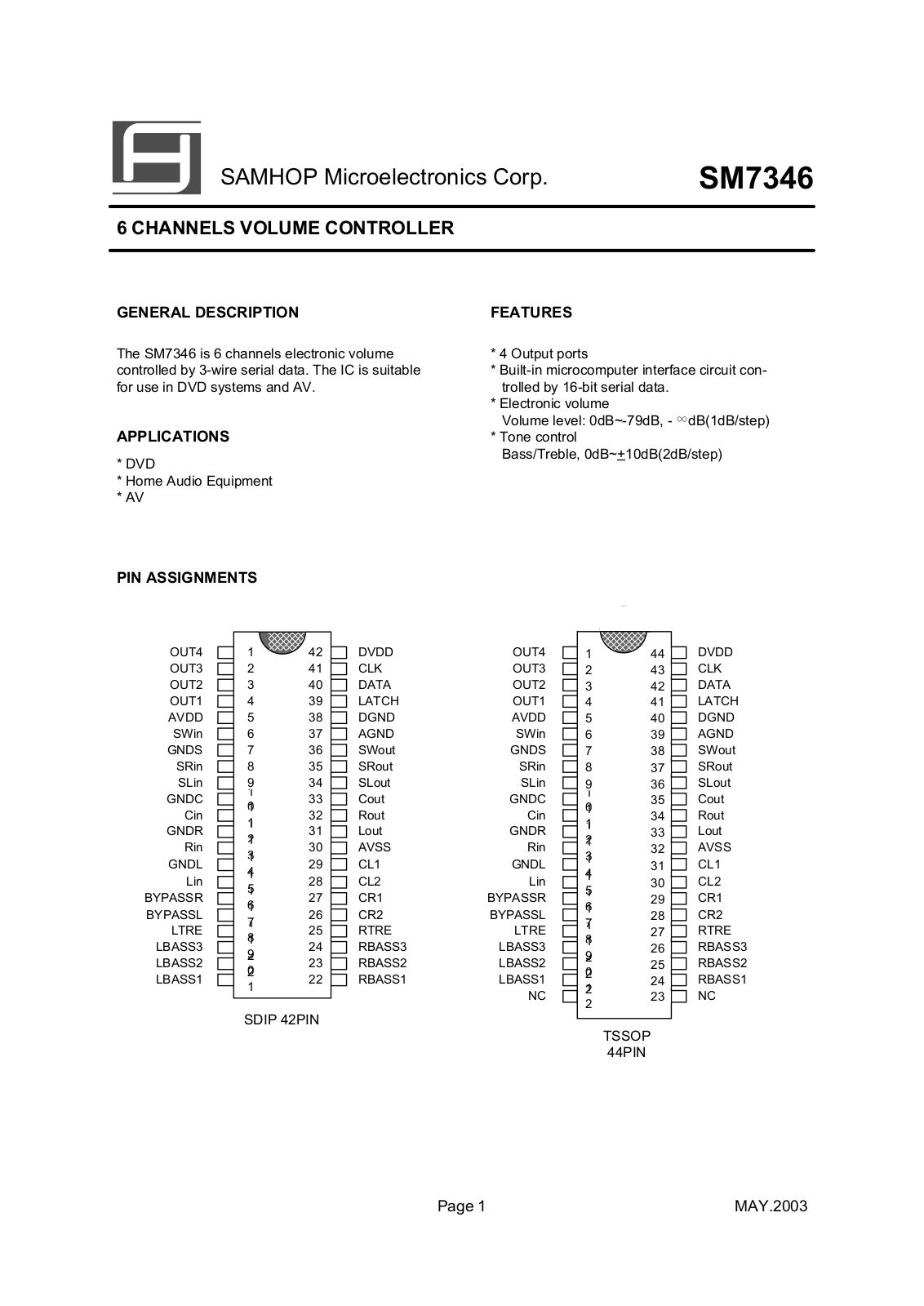 SamHop Microelectronics SM7346 Datasheet