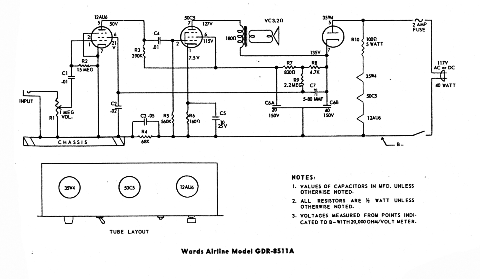 Airline Wards gdr 8511a schematic