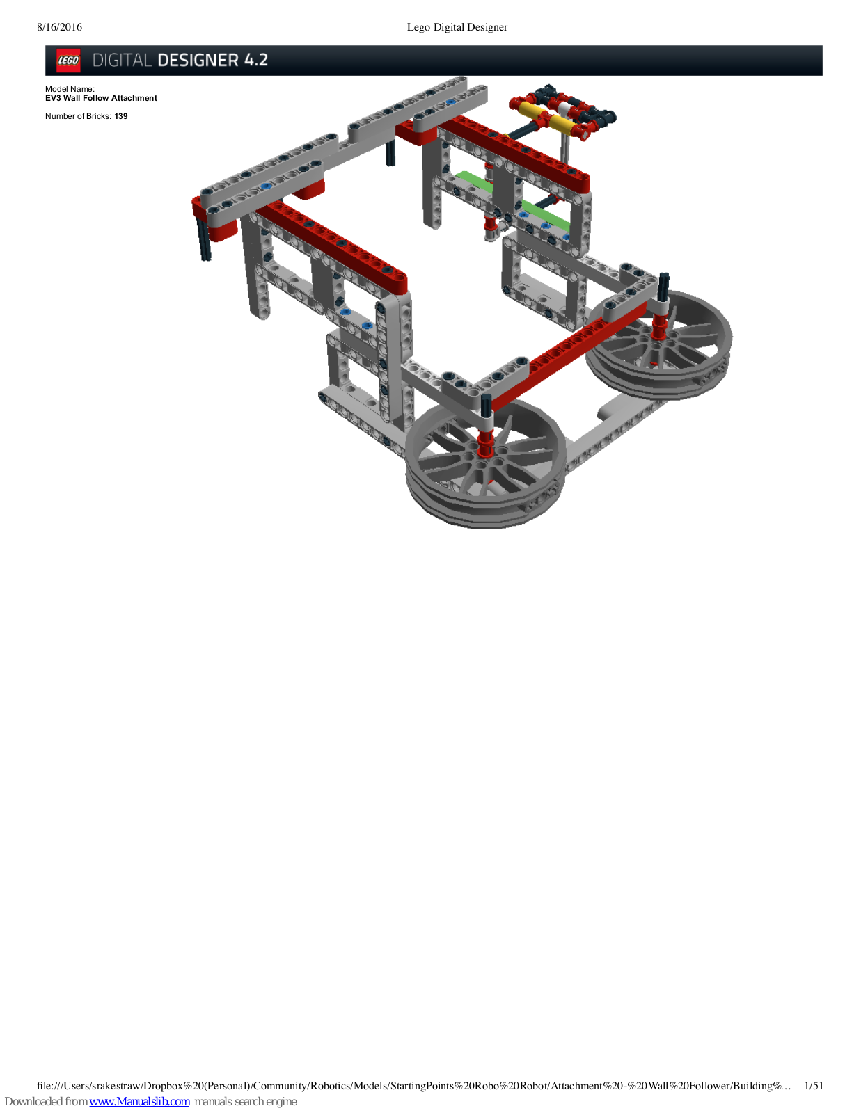 LEGO EV3 Wall Follow Attachment Assebly Instructions