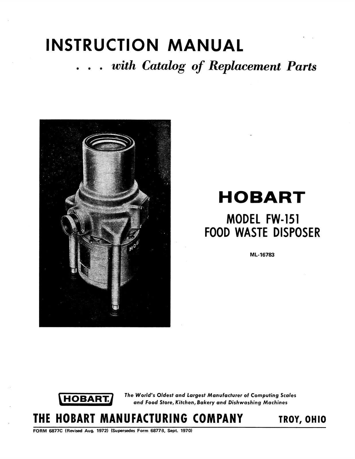 Hobart FW-151 Installation Manual