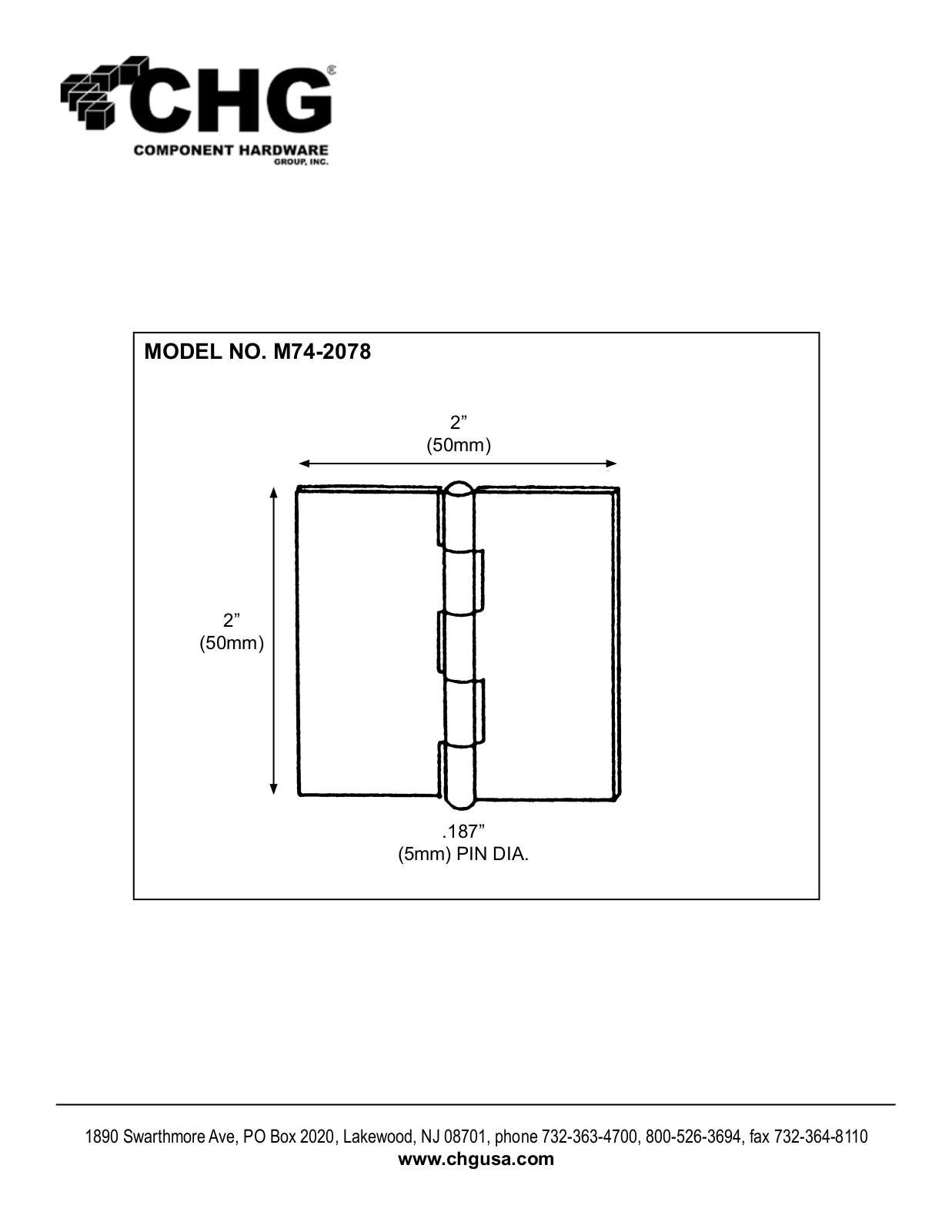 Component Hardware M74-2078 User Manual