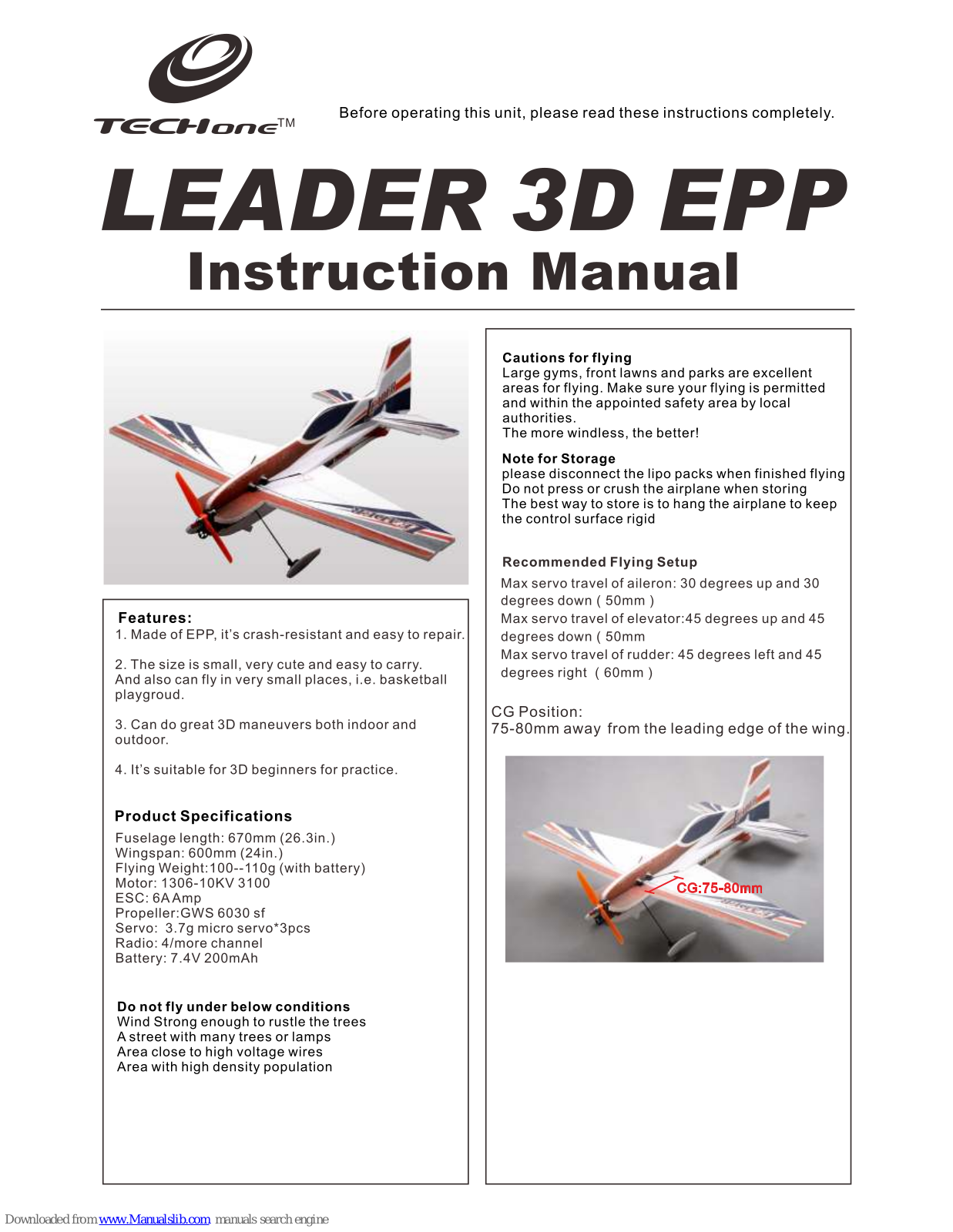 Techone leader 3D EPP Instruction Manual