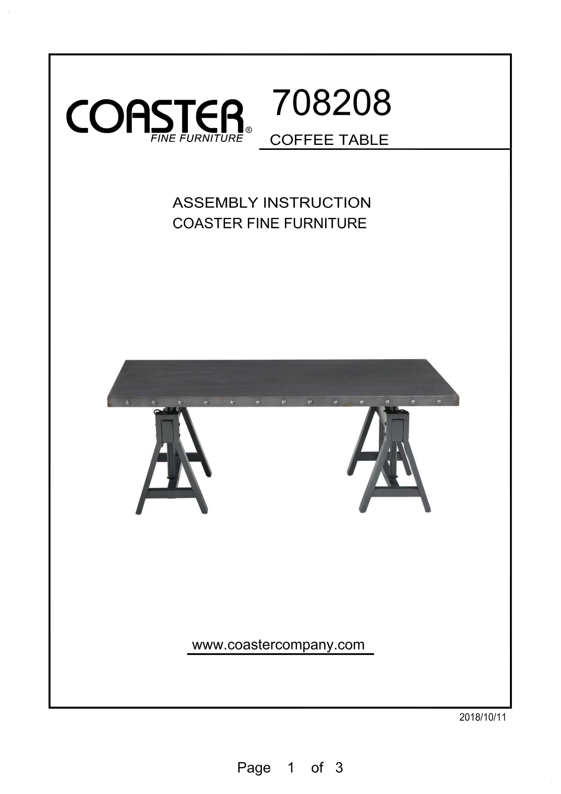 Coaster 708208 Assembly Guide